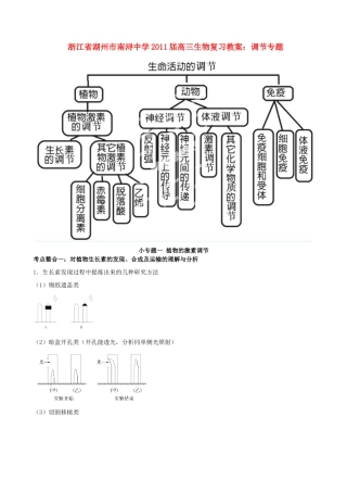 浙江省湖州市南浔中学2011届高三生物 调节专题复习教案