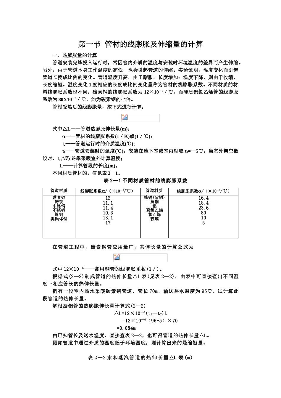 管材的线膨胀及伸缩量的计算_第1页