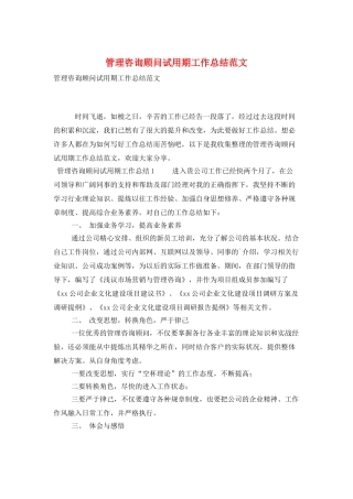 管理咨询顾问试用期工作总结范文