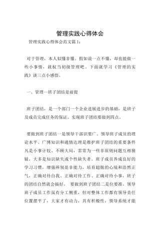管理实践心得体会