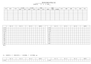 篮球比赛专业技术数据统计表