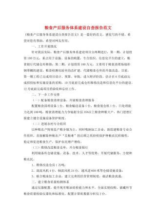 粮食产后服务体系建设自查报告范文