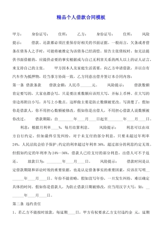 精品个人借款合同模板