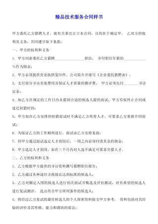 精品技术服务合同样书