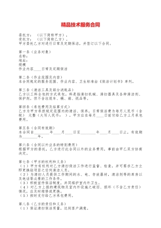 精品技术服务合同——范本
