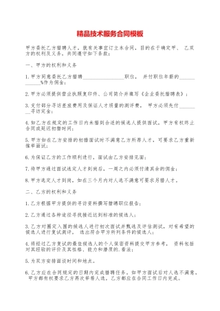 精品技术服务合同模板——范本