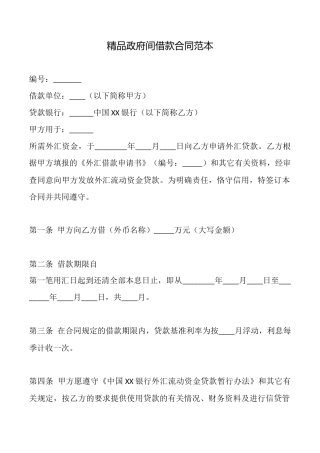 精品政府间借款合同