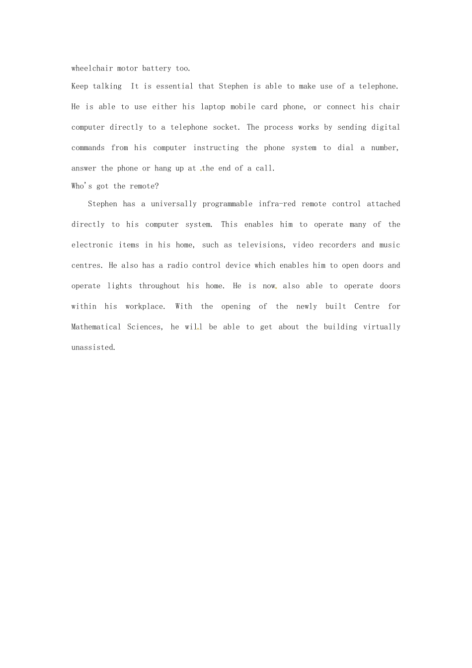 浙江省诸暨市草塔中学高中英语 Unit 1 Disability  The Computer素材 新人教版必修5_第3页