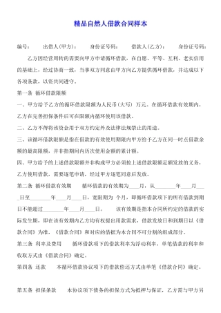 精品自然人借款合同样本