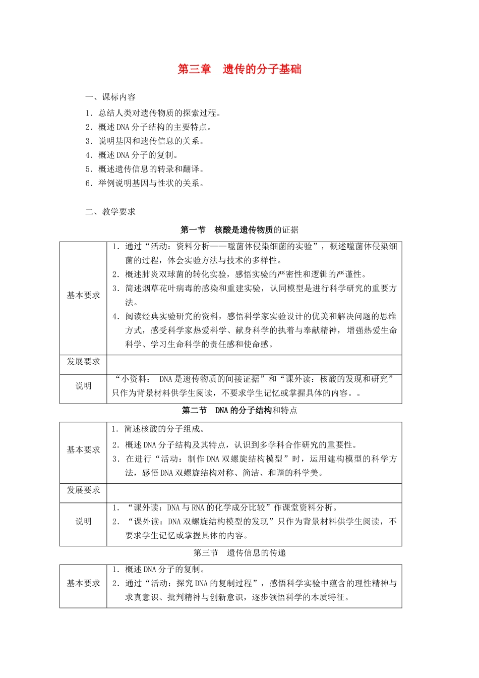 浙江省普通高中2012年高中生物 第三章 遗传的分子基础同步教案 浙科版必修2_第1页