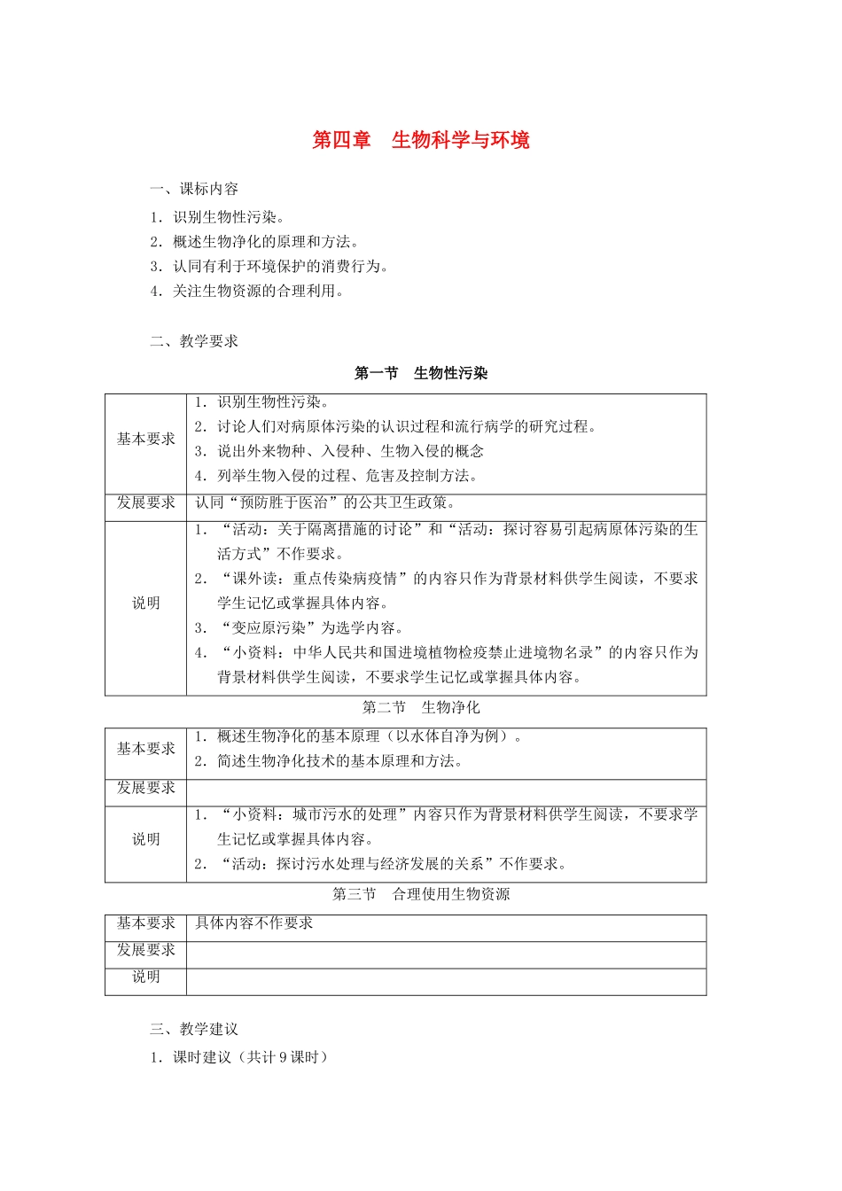 浙江省普通高中2012年高中生物 第四章 生物科学与环境同步教案 浙科版选修2_第1页