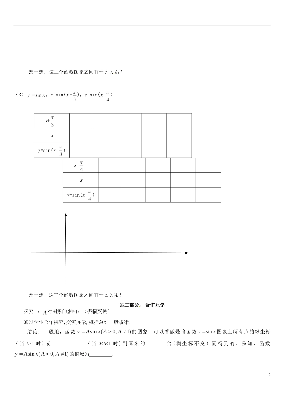 浙江省桐庐分水高级中学高中数学 三角函数图象变换学案 新人教A版必修4_第2页