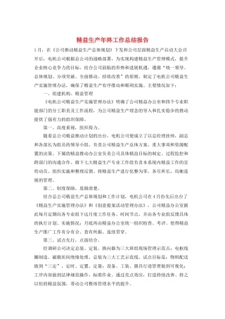 精益生产年终工作总结报告