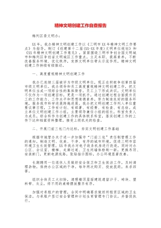精神文明创建工作自查报告
