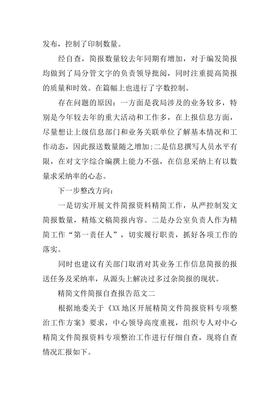 精简文件简报自查报告范文_第2页