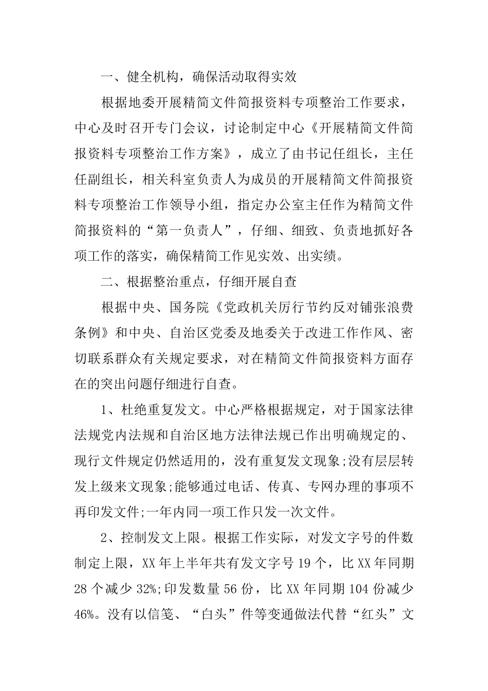 精简文件简报自查报告范文_第3页