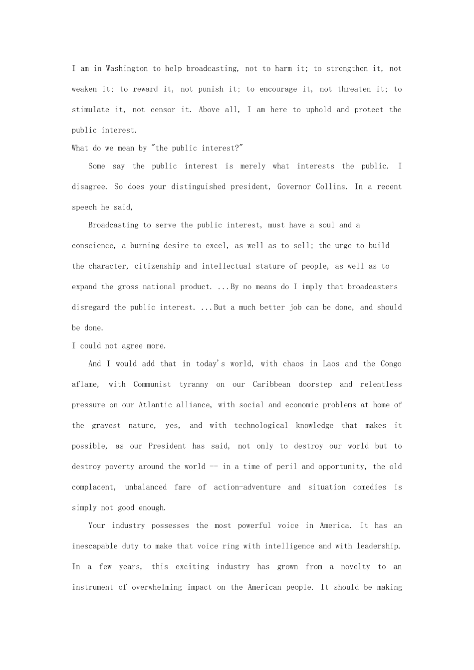 浙江省诸暨市草塔中学高中英语 Unit 4 Making the news Newton N. Minow Television and the Public Interest素材 新人教版必修5_第3页