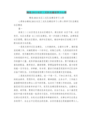 精选201X社区三支队伍建设学习心得