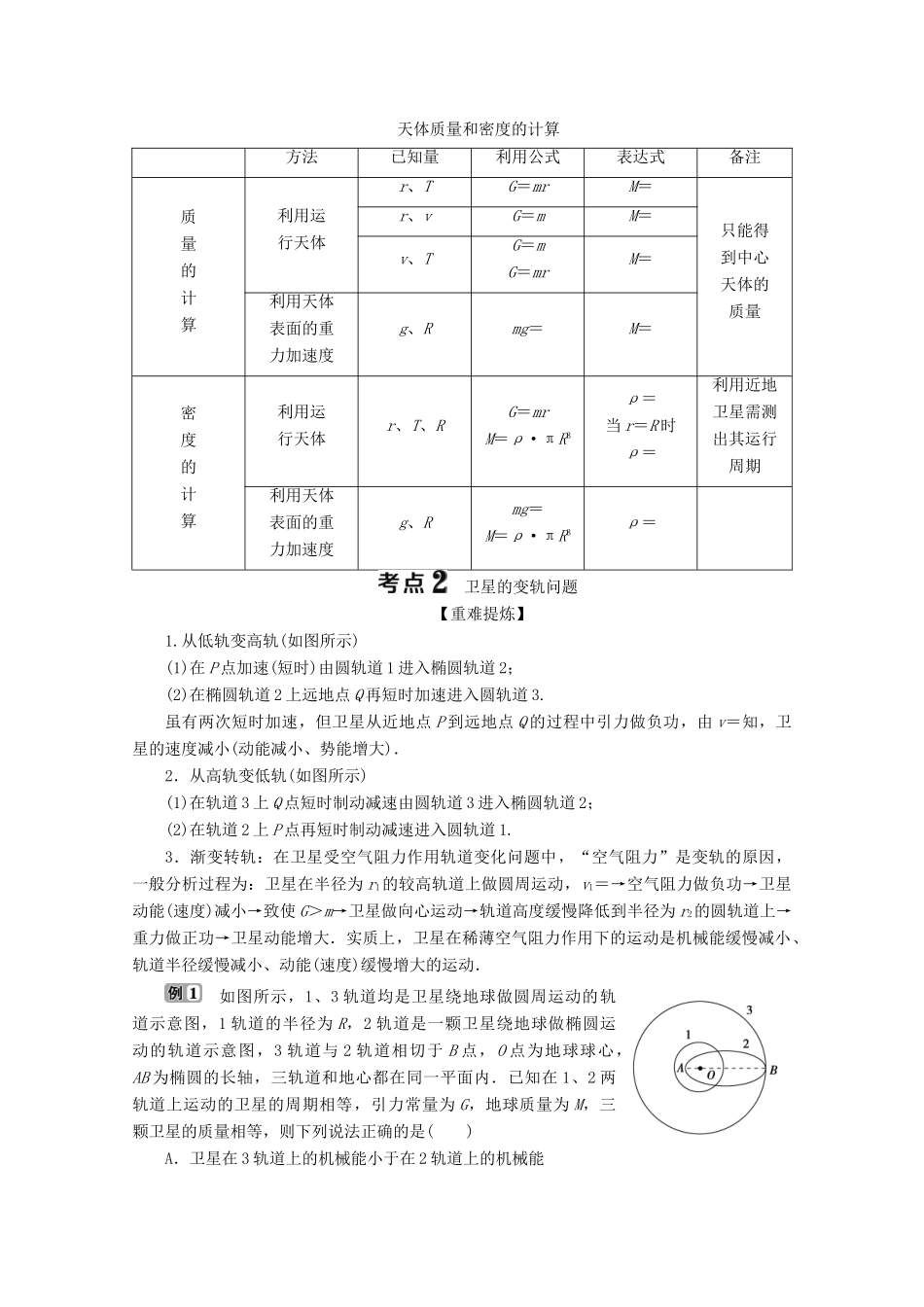 浙江省高考物理二轮复习 专题一 第五讲 万有引力与航天讲义（含解析）-人教版高三全册物理教案_第2页