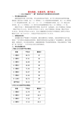 浙江省温州市2012年高三英语一模分析交流文稿 13、紧扣线索，注重语用，提升能力  （三类）
