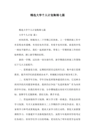 精选大学个人计划集锦七篇