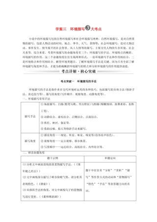 浙江省高考语文一轮复习 第二部分 现代文阅读 专题二 小说学案三 环境描写3大考点学案-人教版高三全册语文学案