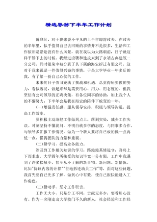 精选导游下半年工作计划