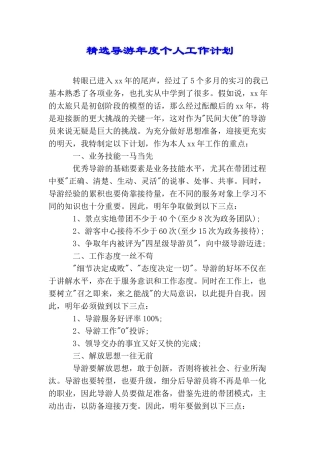 精选导游年度个人工作计划