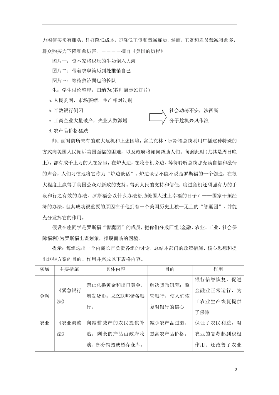 浙江省宁波市2013届高考历史一轮复习 6.2《罗斯福新政》教案 人民版必修2_第3页