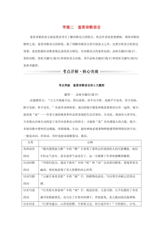 浙江省高考语文一轮复习 第三部分 古代诗文阅读 专题二 诗歌学案二 鉴赏诗歌语言学案-人教版高三全册语文学案