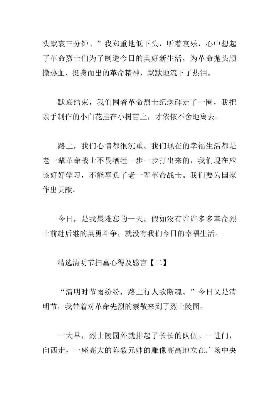 精选清明节扫墓心得及感言_第2页