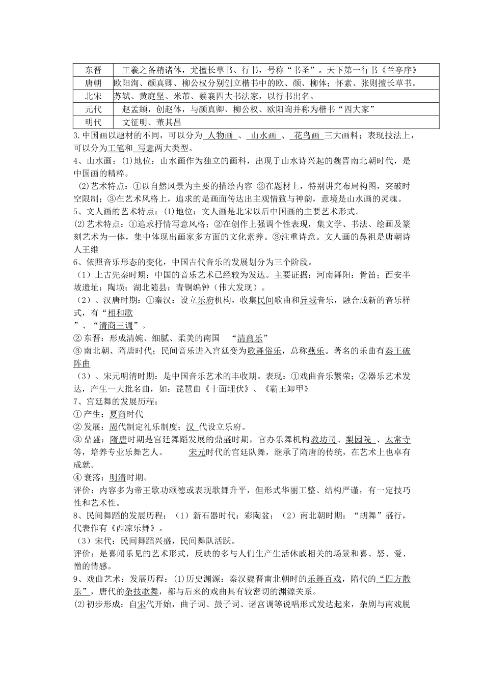 浙江省宁波市效实中学2013届高考历史一轮复习 专题二 古代中国的科学技术与文化复习提纲 人民版必修3_第3页