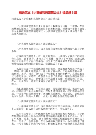 精选范文《小英雄和芭蕾舞公主》读后感3篇——