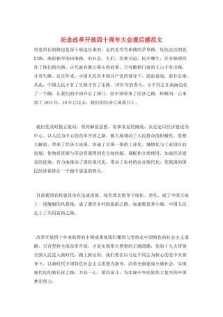 纪念改革开放四十周年大会观后感范文