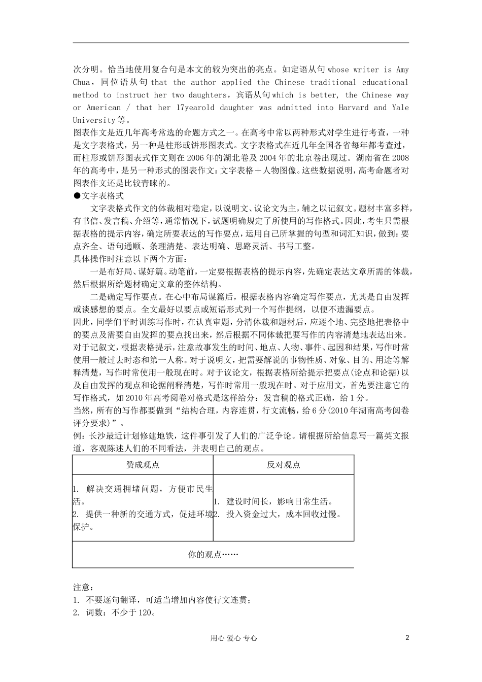 湖南省2012届高考英语二轮复习 第29讲 图表作文学案_第2页