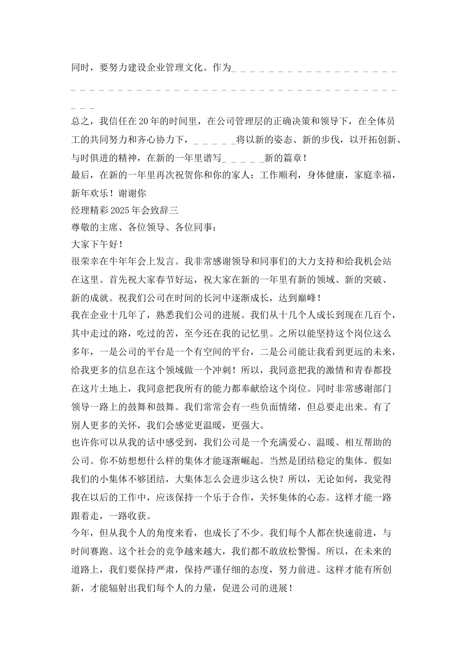 经理精彩2025年会致辞_第3页