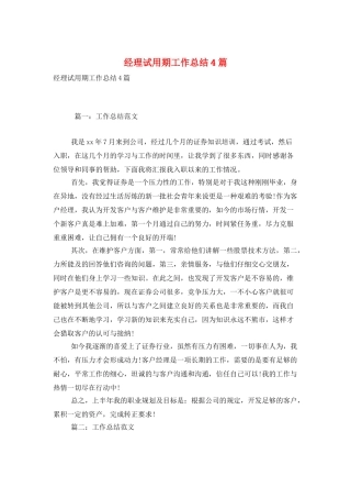 经理试用期工作总结4篇
