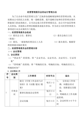 经营管理委员会运作方案