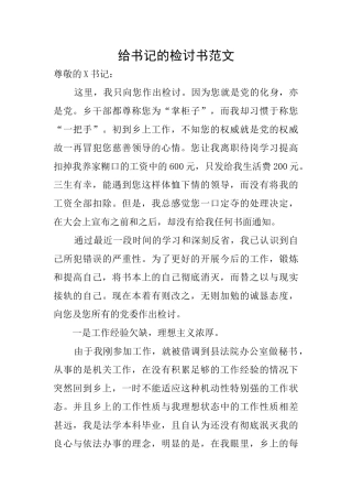给书记的检讨书范文