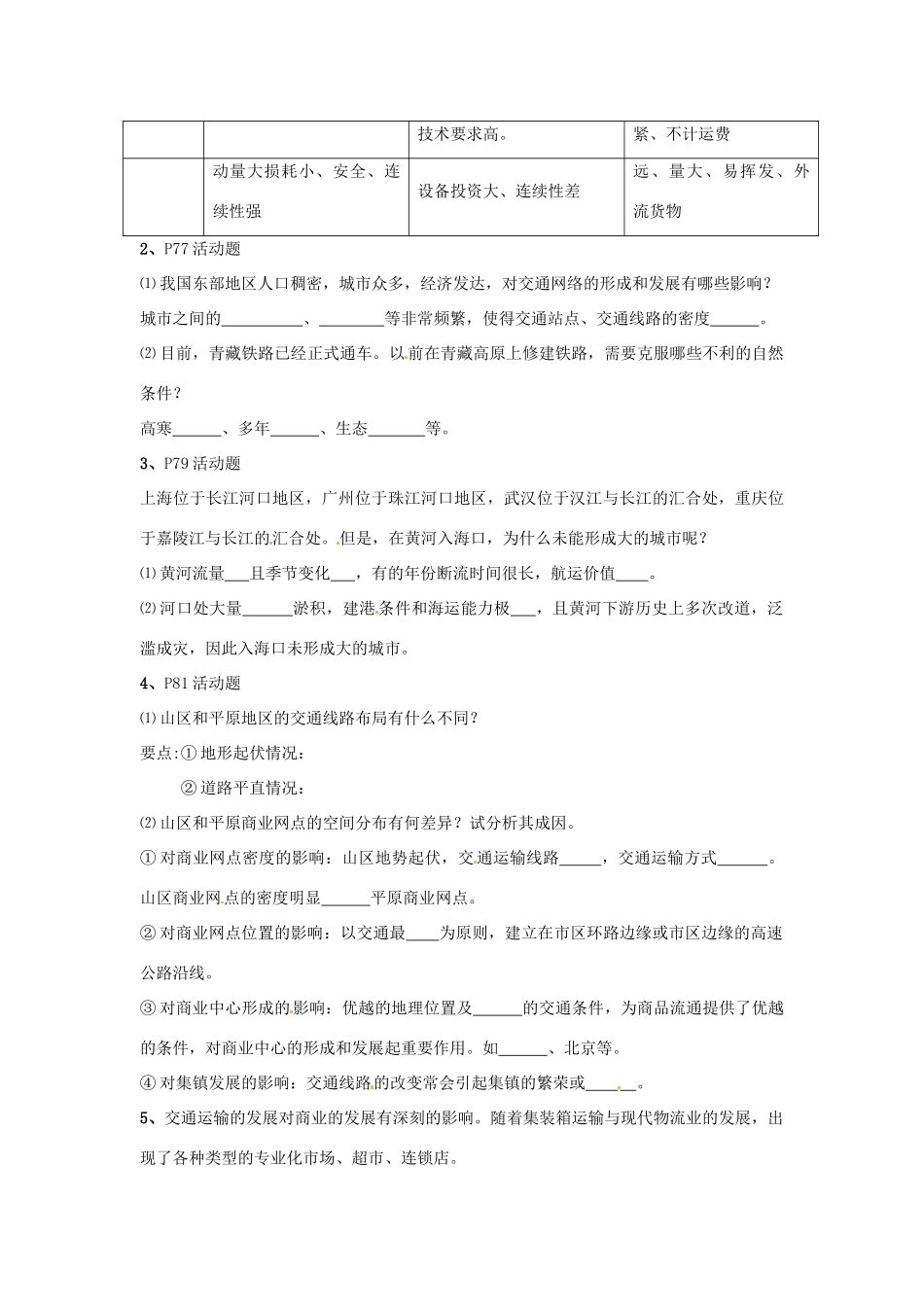 湖北省沙市第五中学2014年高中地理 3.4 交通运输布局及其对区域发展的影响导学案 湘教版必修2_第3页