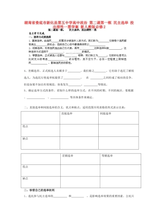 湖南省娄底市新化县第五中学高中政治 第二课第一框 民主选举 投出理性一票学案 新人教版必修2