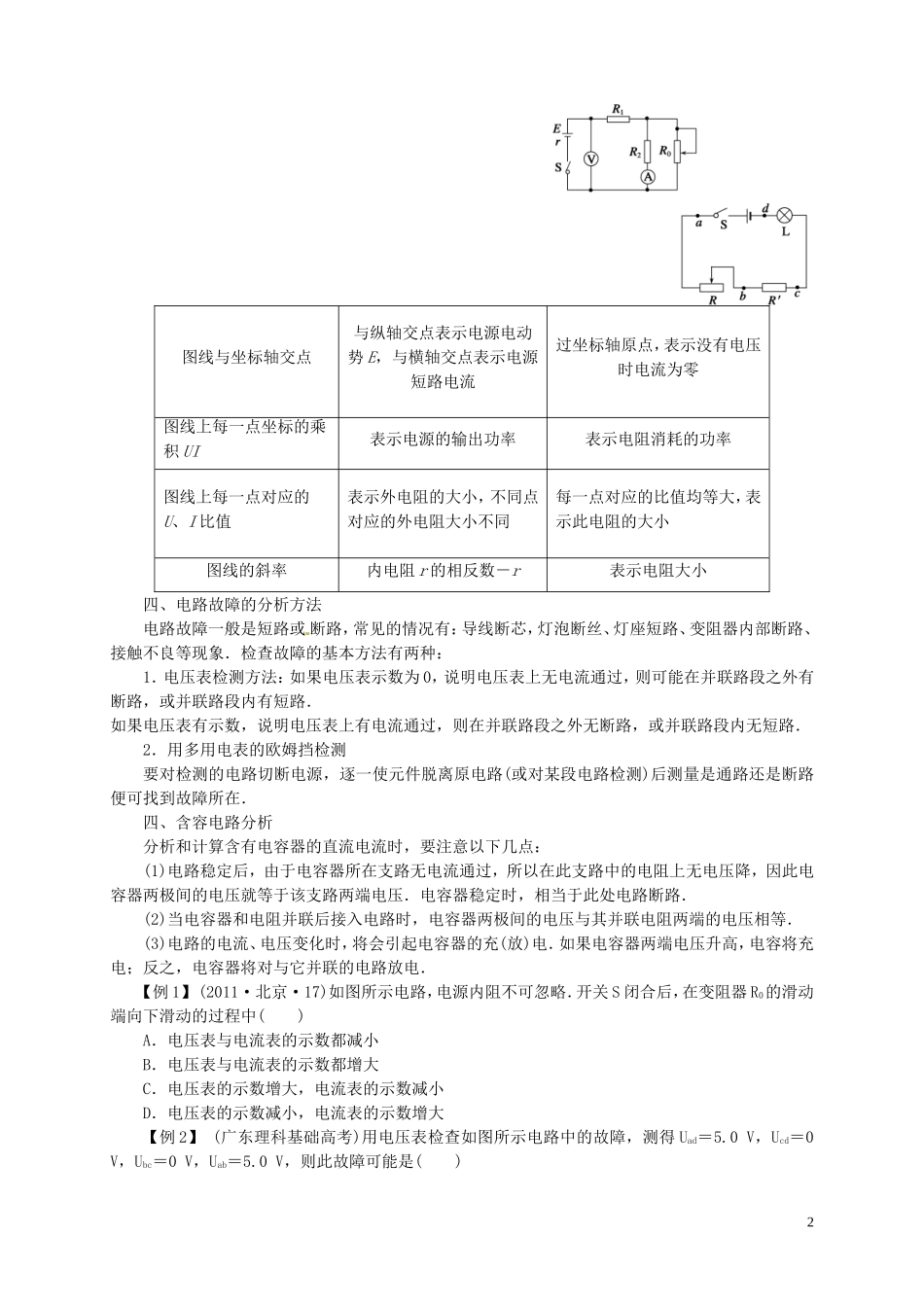 湖南省怀化市溆浦县江维中学高三物理 闭合电路欧姆定律复习学案_第2页