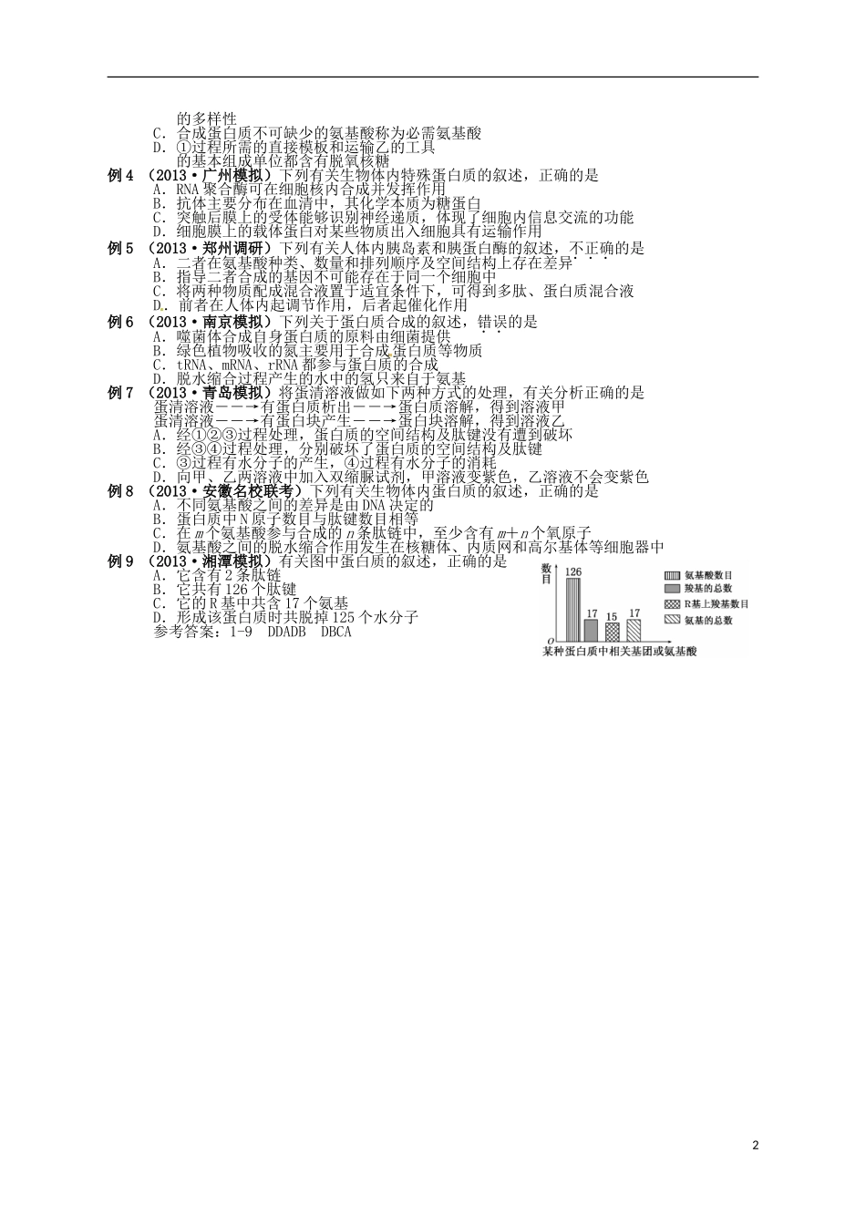 湖南省宁乡四中2014届高考生物第一轮复习 第3讲 生命活动的主要承担者 蛋白质学案_第2页