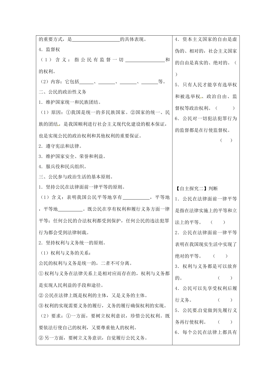 湖南省怀化市溆浦县江维中学高中政治 政治权利与义务学案_第2页