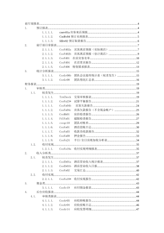 给酒店各部门推荐具体报表