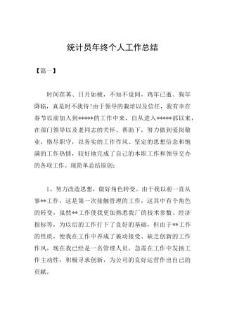 统计员年终个人工作总结