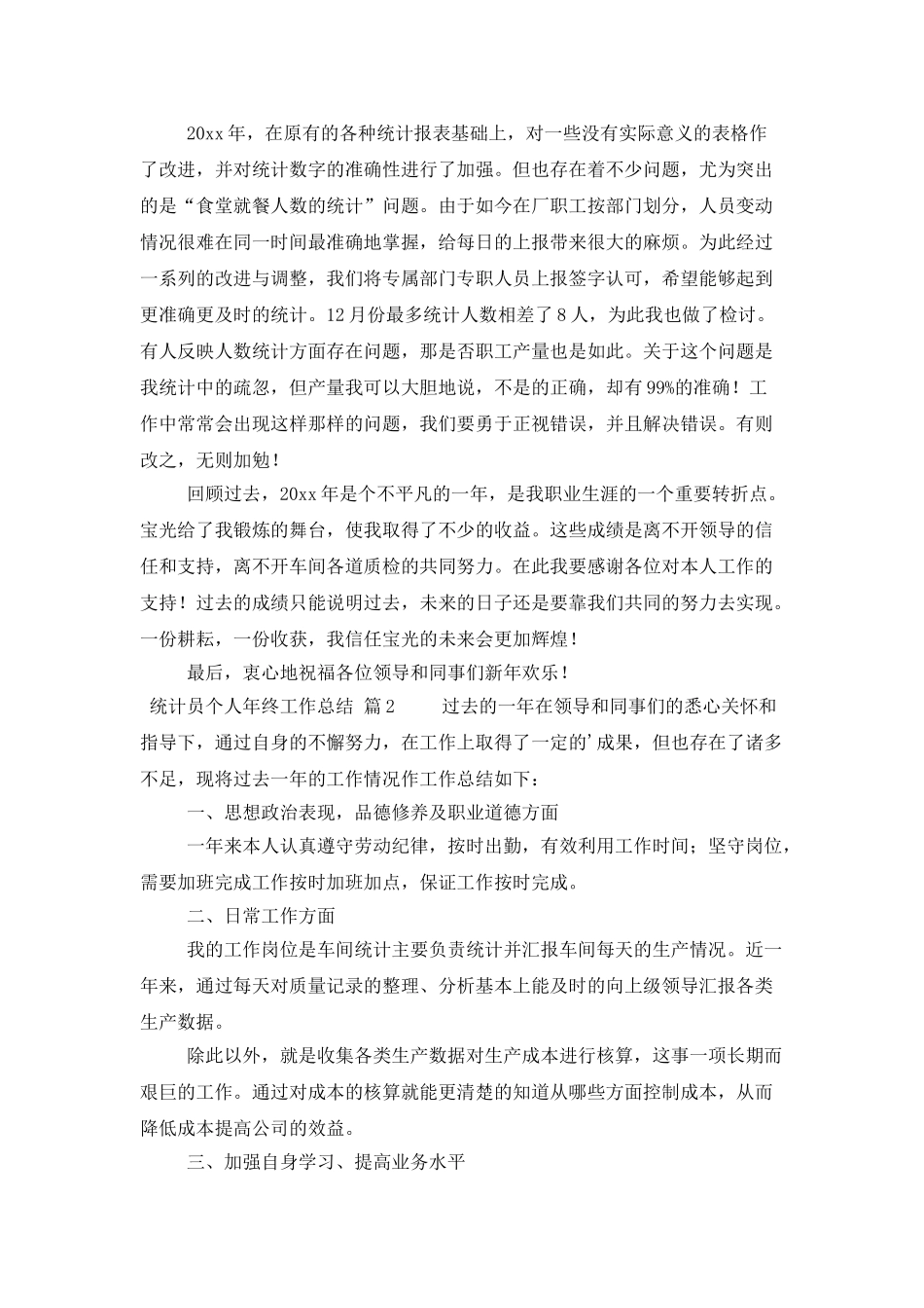 统计员个人年终工作总结1000字_第2页