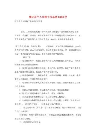 统计员个人年终工作总结1000字