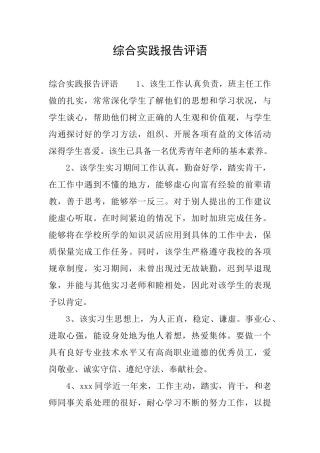 综合实践报告评语