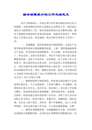 综合核算统计的工作总结范文